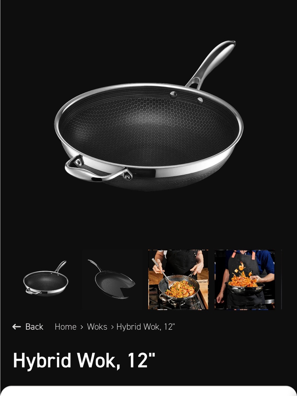 12" Hybrid Wok - Black Nonstick with Stainless Accents